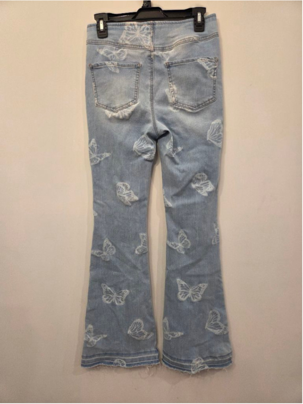 No Boundaries Light Blue Butterfly Flare Jeans Size 5 - Picture 2 of 8